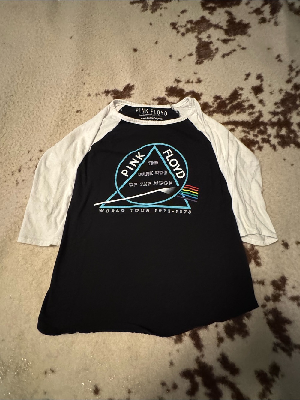 Pink Floyd Black and White Raglan 'Dark Side of the Moon' Tour Tee